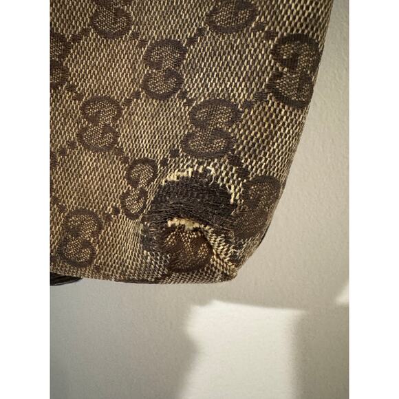 Gucci GG Monogram Canvas Wristlet Clutch with Leather Trim & Green Red Web Strap - Picture 7 of 8